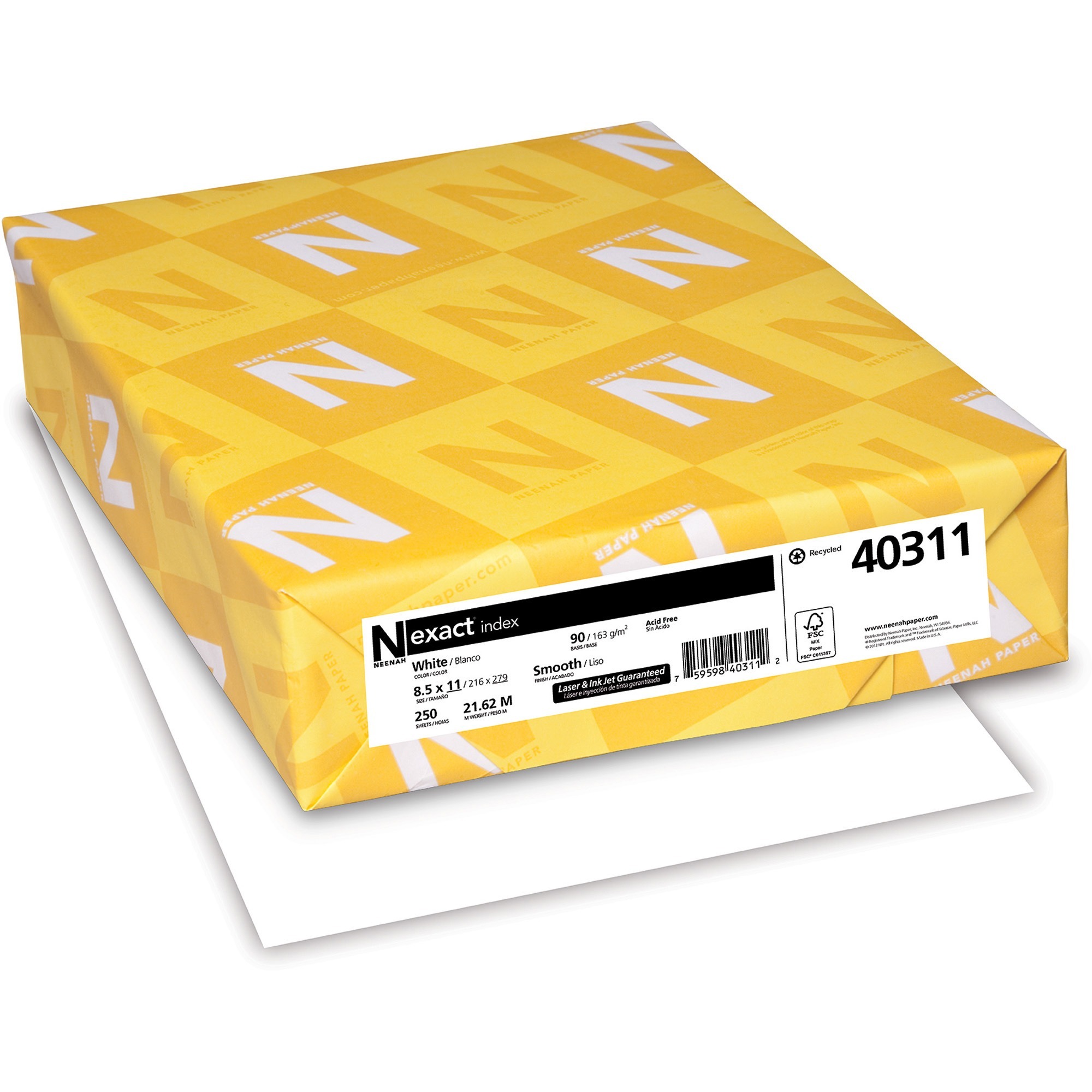 Exact Inkjet, Laser Copy & Multipurpose Paper - 94 Brightness - Letter - 8 1/2'' x 11'' - 90 lb Basis Weight - 250 / Pack