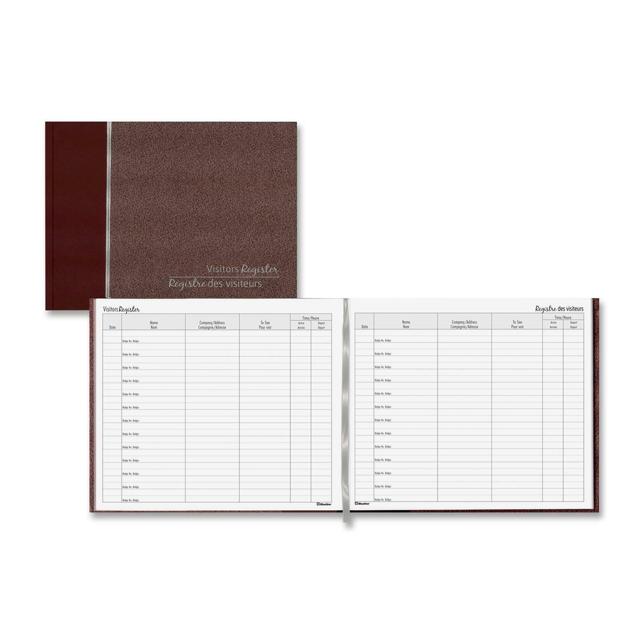 Blueline Bilingual Visitor's Record Book -  Burgundy - 1 Each