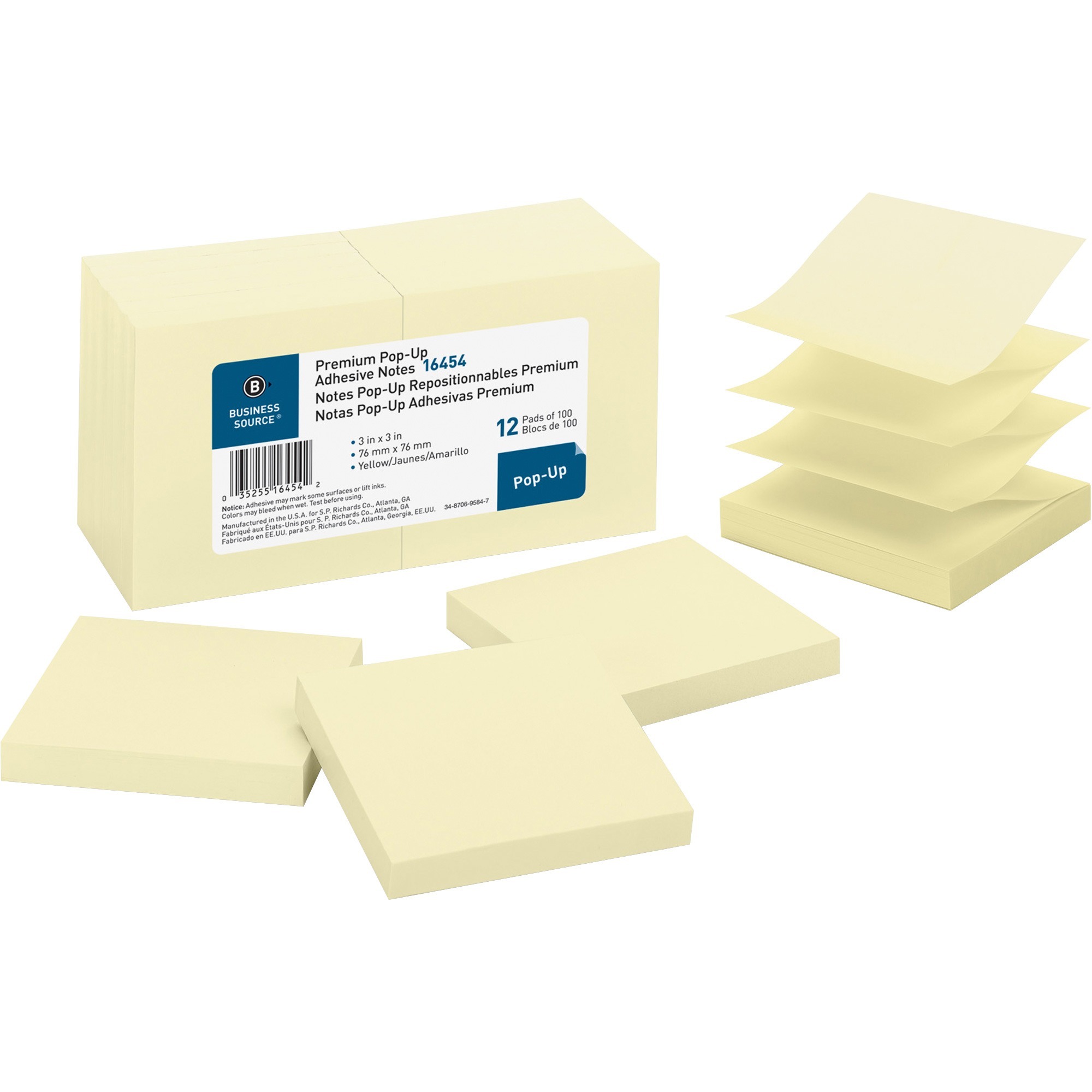 Offix Pop-up Adhesive Notes 3'' x 3'' 12/Pack
