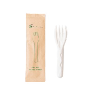 5.5” Compostable Individually Wrapped Sugarcane Fibre Fork - 500/Case