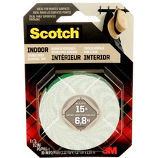 Scotch® Mounting Tape, 110-ESF, white, 0.5 in x 75 in (1.27 cm x 1.9 m) -1 roll/pack
