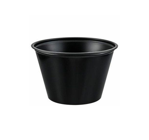 4 oz. Black Sauce Containers - Portion Cups - 2500/Case