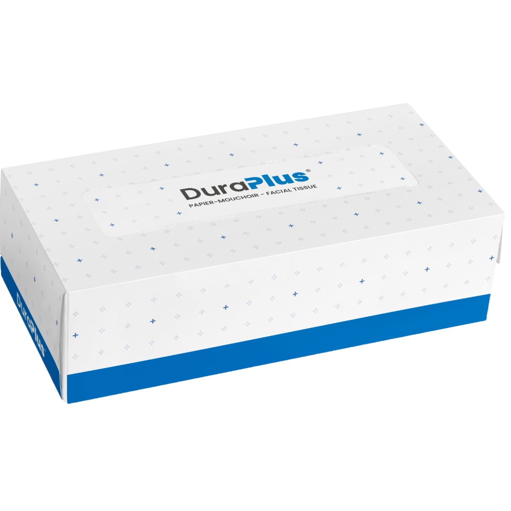 DuraPlus® Facial Tissue, 2-Ply, White, 100 Sheets/Pack - 30 boxes per case