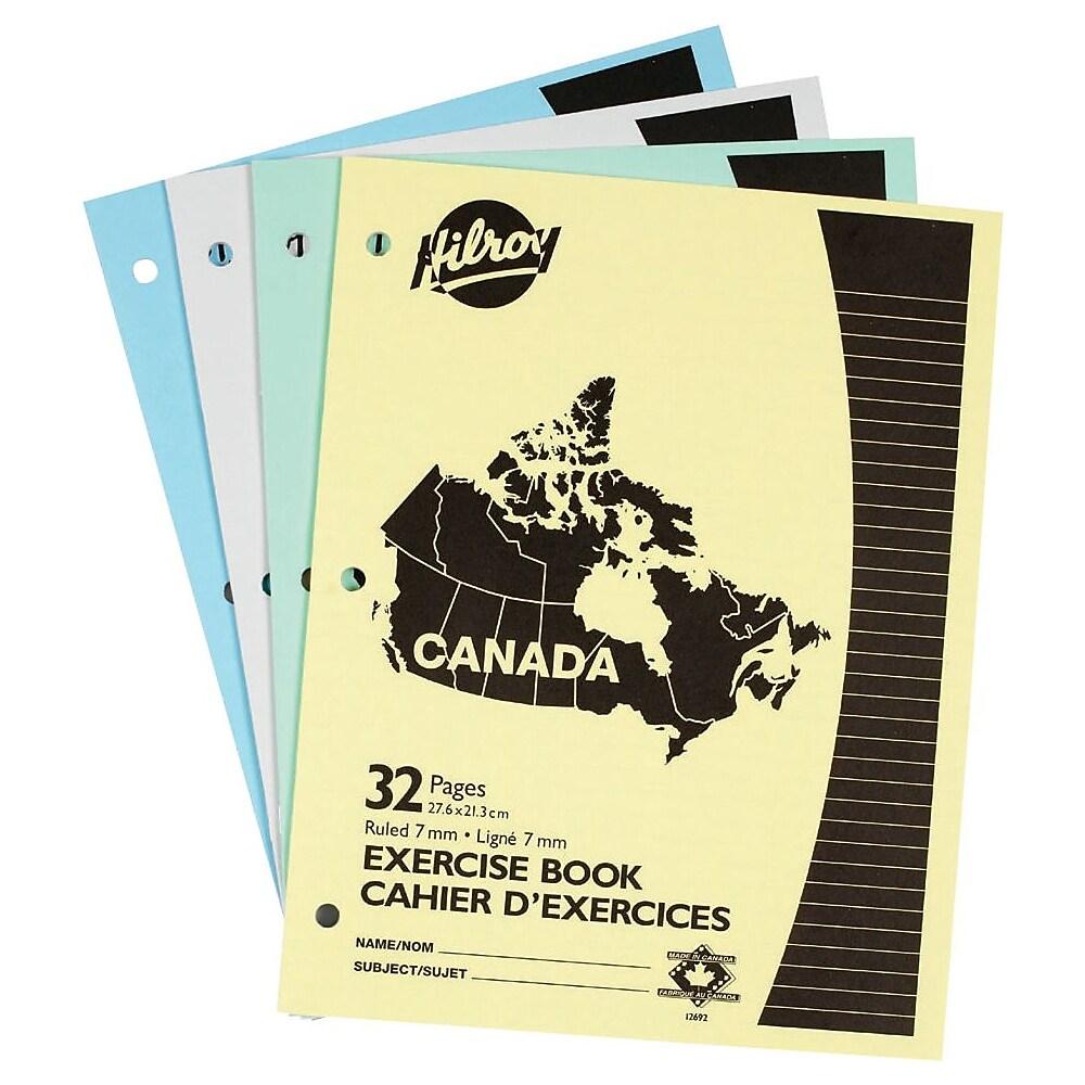 Hilroy Canada Stitched Exercise Book, 10-7/8'' x 8-3/8'', Assorted, 4/Pack