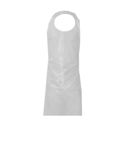 Disposable Apron Medium Duty Poly 28x46 White - 100/pack