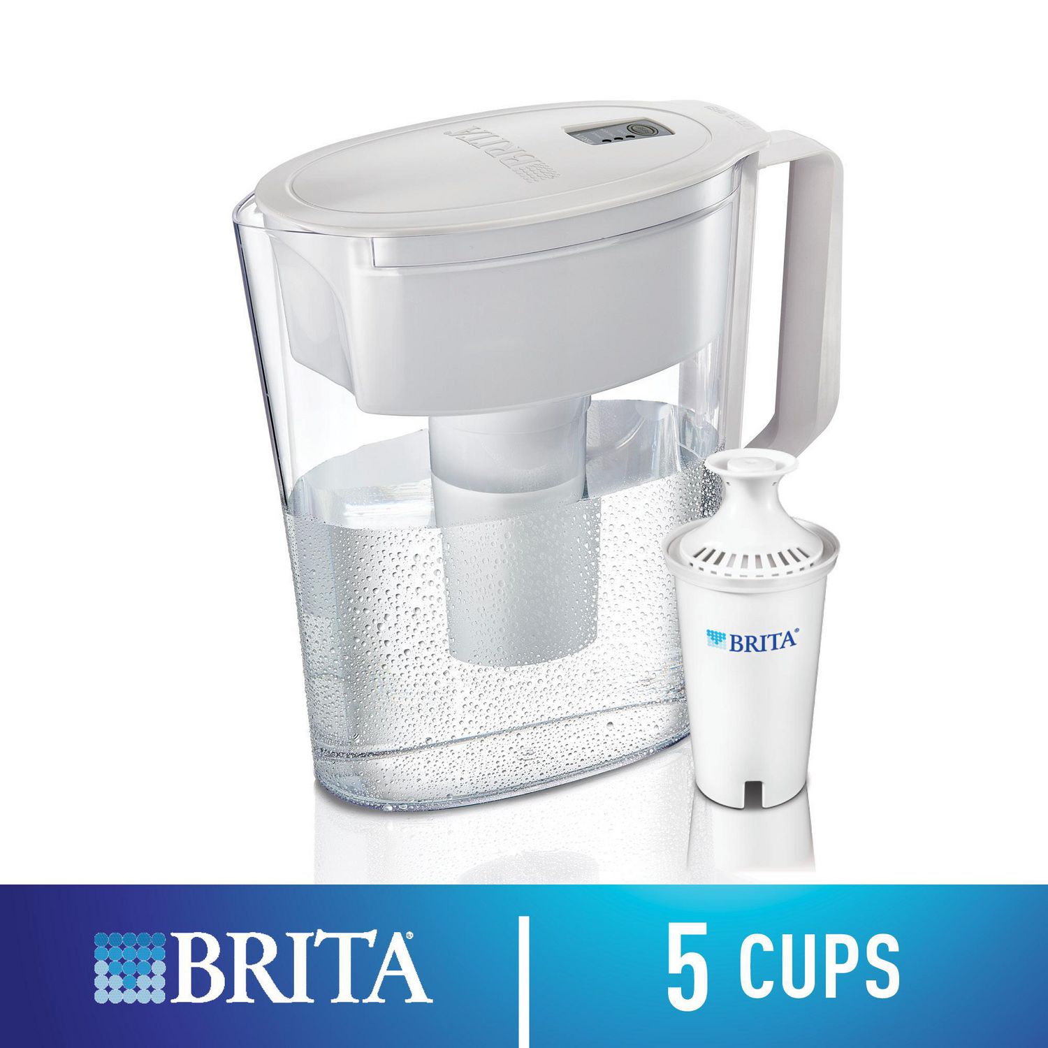 Brita Soho Water Filter Pitcher with 1 Replacement Filter, White, 5 Cup