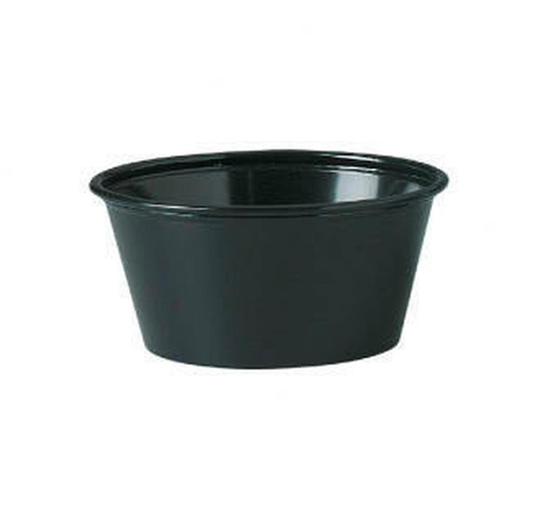 2 oz. Black Sauce Containers - Portion Cups - 2500/Case