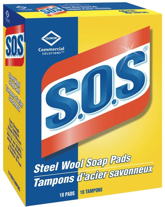 S.O.S. Steel Wool Soap Pads, 18 pads per box 12 boxes/Case