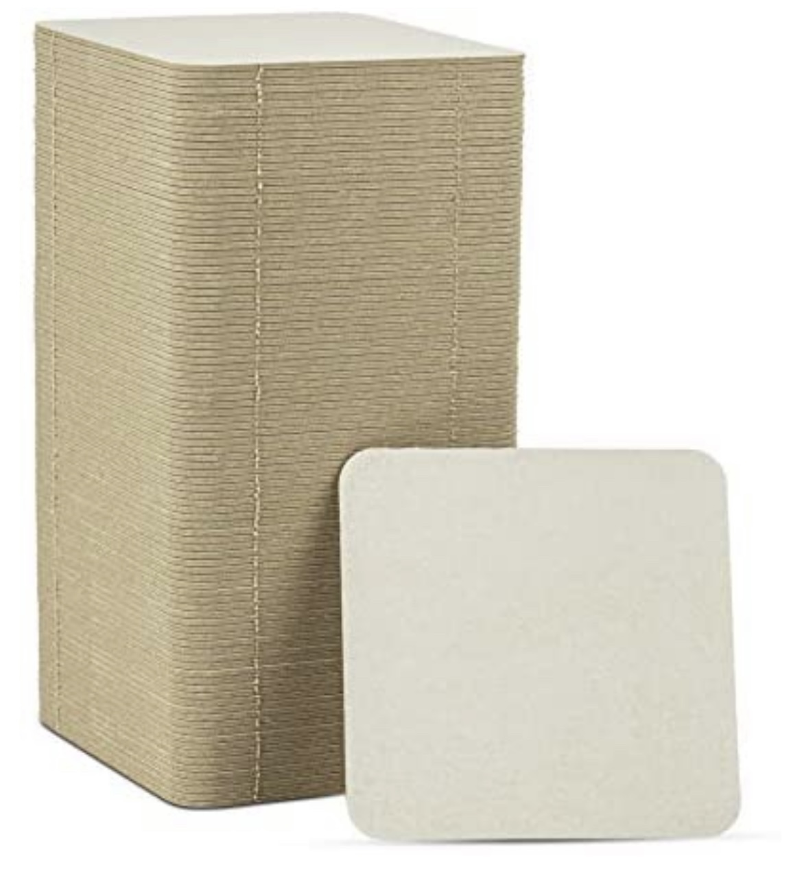 4” Square Blank Medium Weight Off-White Cardboard Coasters for Your Beverages - 125/pack