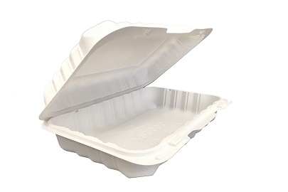 Recycle Clamshell 9" x 6" x 3" Container with one compartment - 150/Case