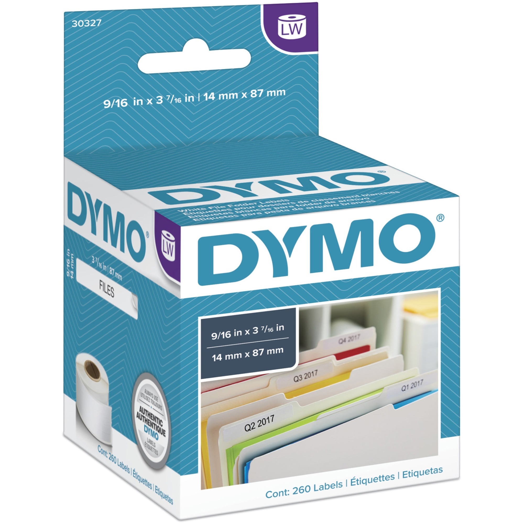 DYMO LabelWriter 1-Up File Folder Labels, 9/16'' x 3-7/16'' - 260 Labels/Pack