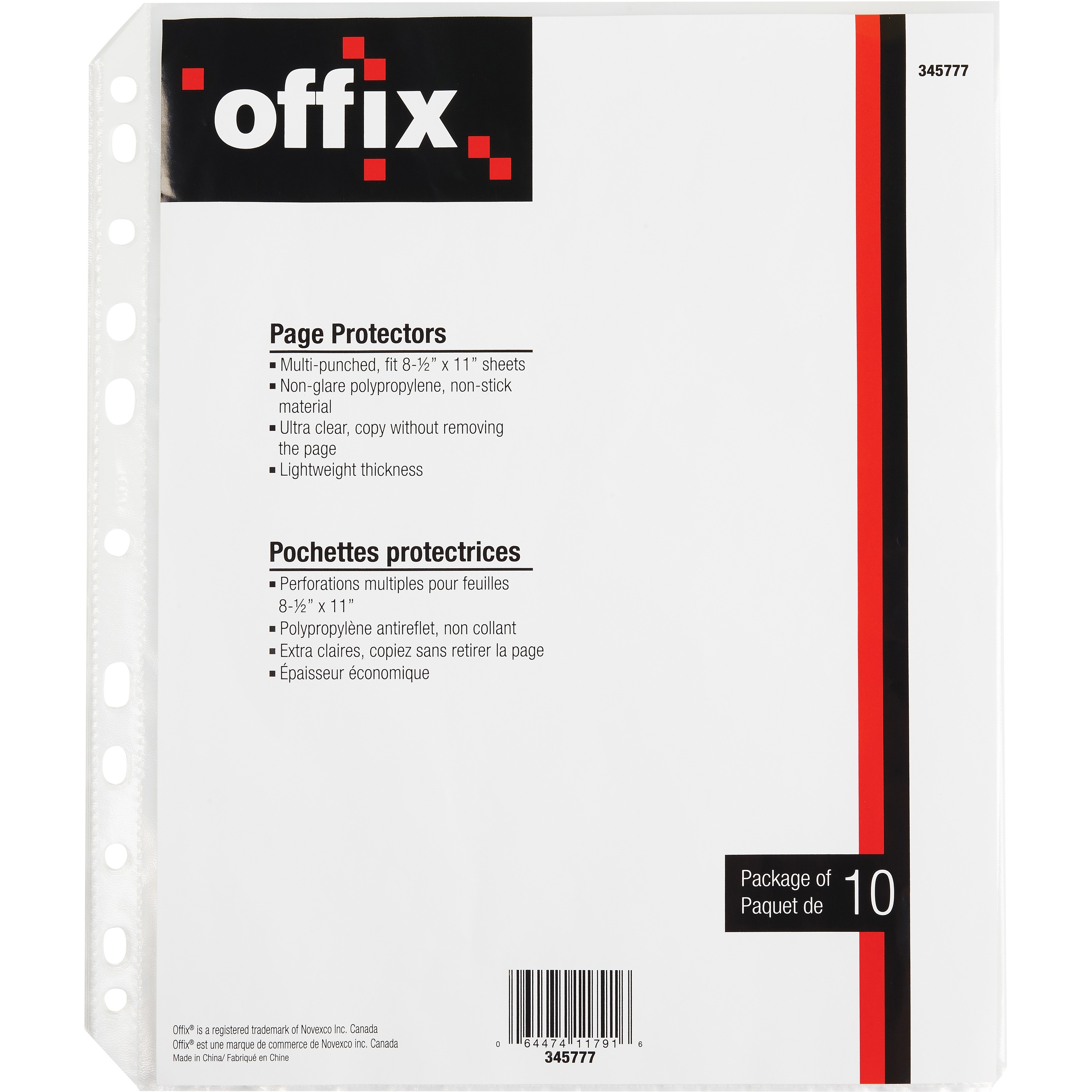 Offix Sheet Protector - For Letter 8 1/2" x 11" Sheet - Polypropylene - 10 / Pack