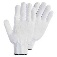 Poly/Cotton String Knit Gloves - Bleached White - Medium - 12 sets/pack