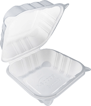 Recycled Plastic Clamshell 8'' x 8'' Container with one compartment - 150/Case