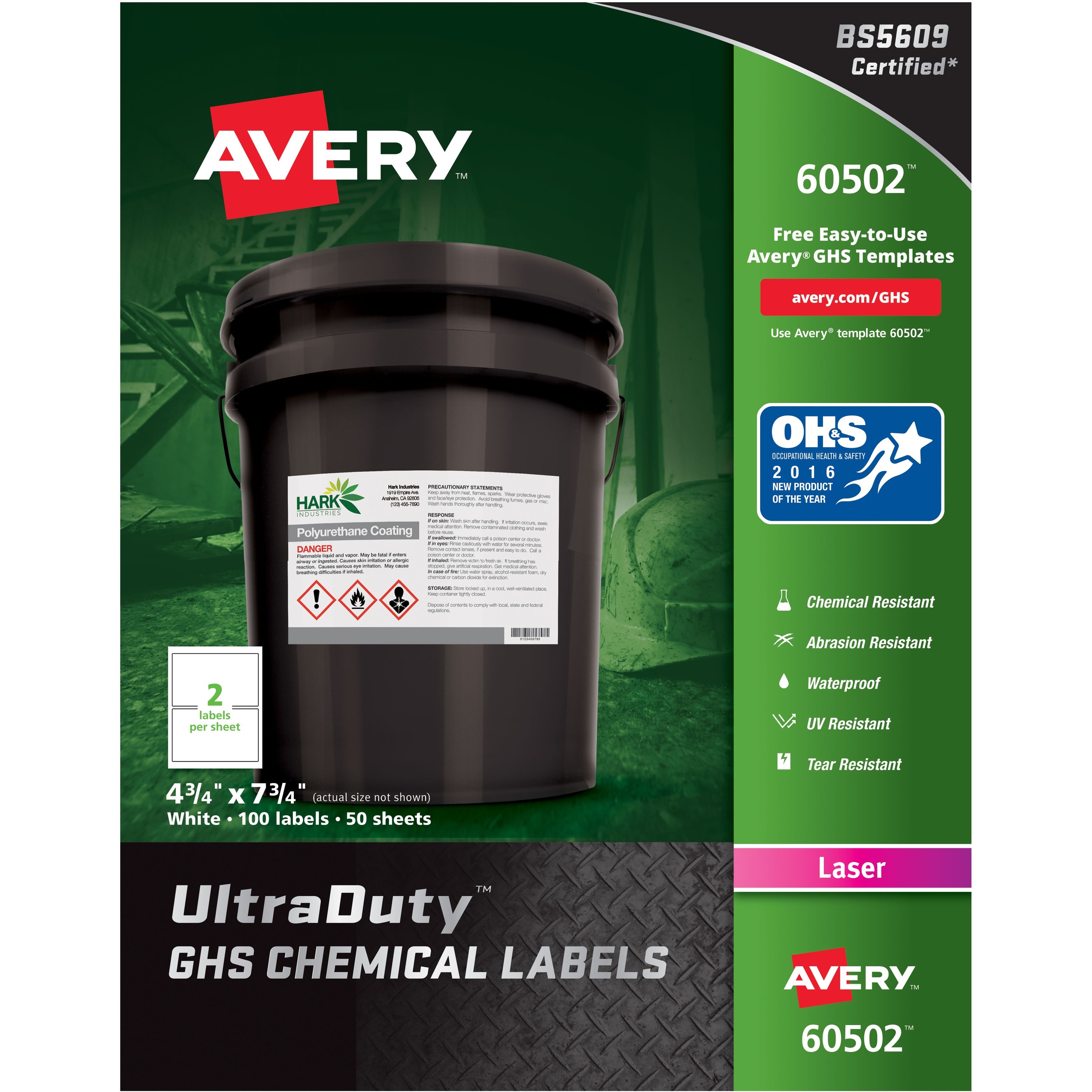 Avery® UltraDuty Warning Label - 100/pack
