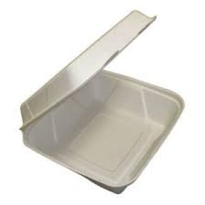 Clamshell - Single Compartment Container - Sugar Cane Compostable 9'' x 6'' x 3'' - Medium - 200/Case
