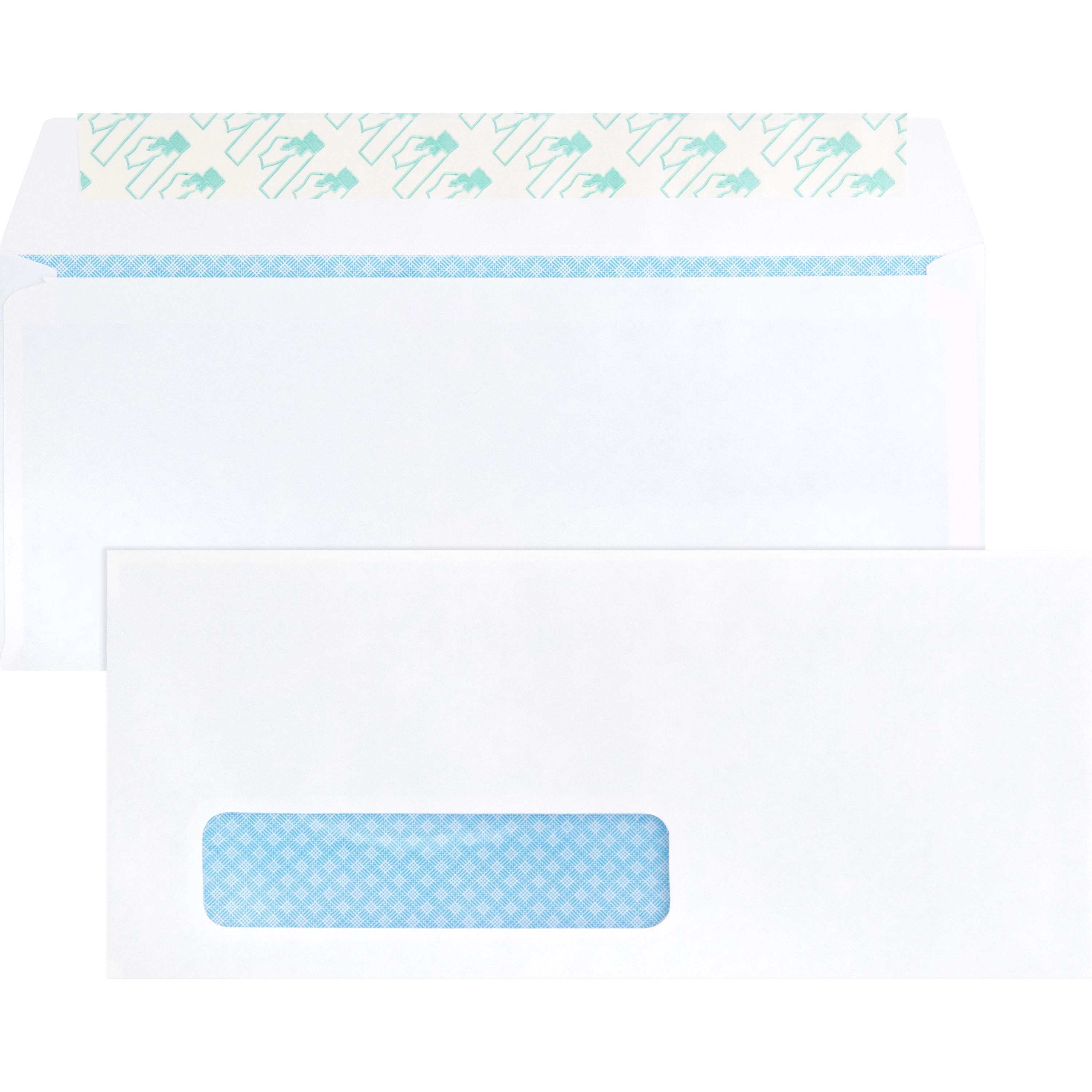 Business Source #10 (9.50'' x 4.13'') Regular Tint Peel/Seal White Envelopes with Window  - 500/Box