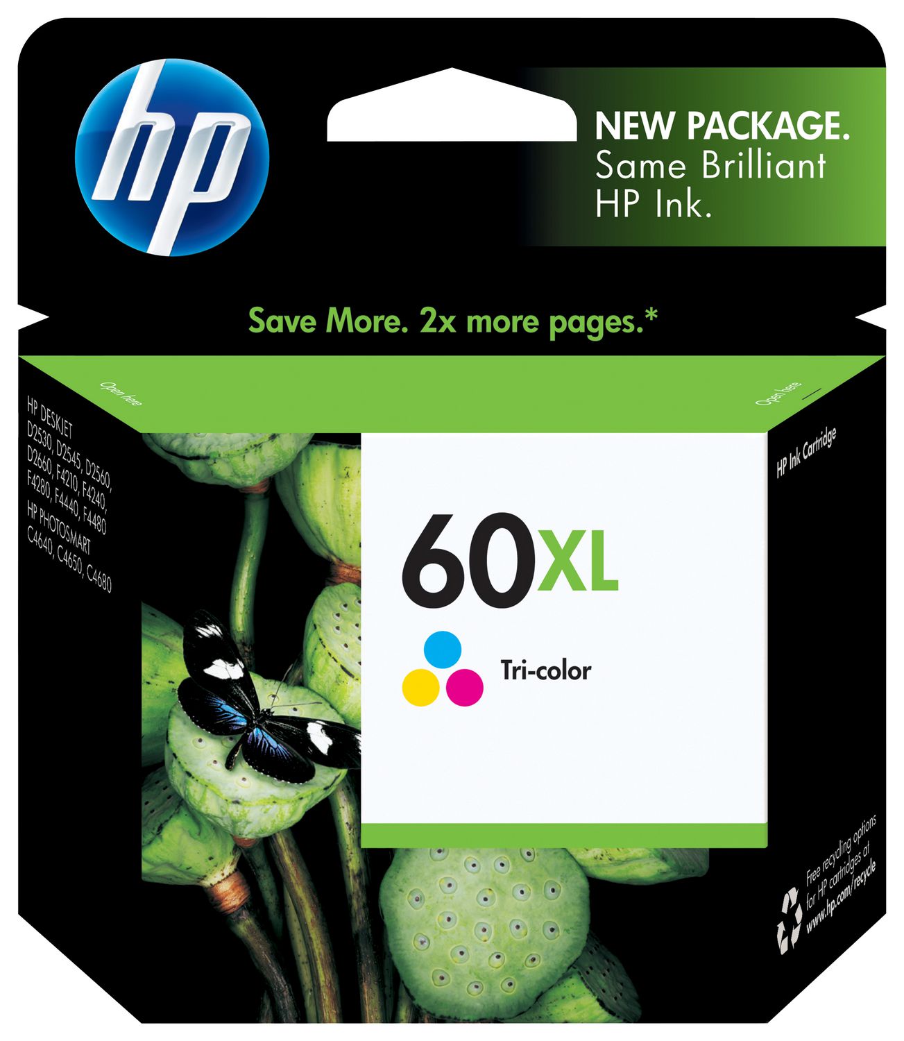 HP Original Tri Colour Ink Cartridge (CC644WC) HP#60XL