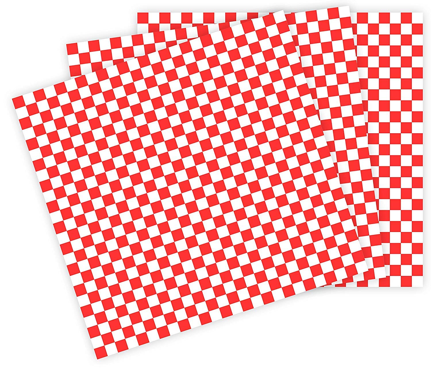 Basket Liner, Greaseproof, Red Checkered, 12'' x 12'' - 1000 Sheets