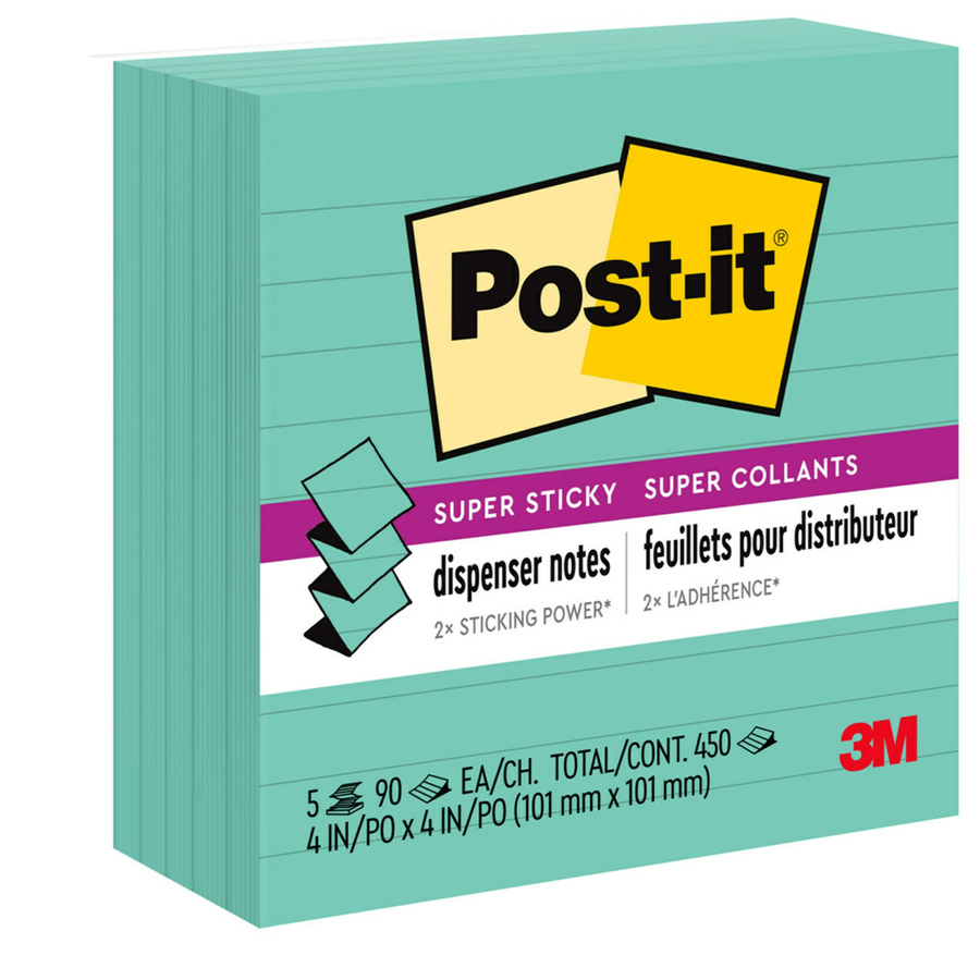 Post-it® Super Sticky Pop-up Lined Note Refills, Blue - 5 pads/pack