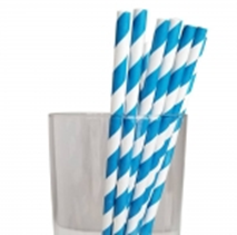 7.75'' Jumbo Regular Blue Sriped Paper Straws