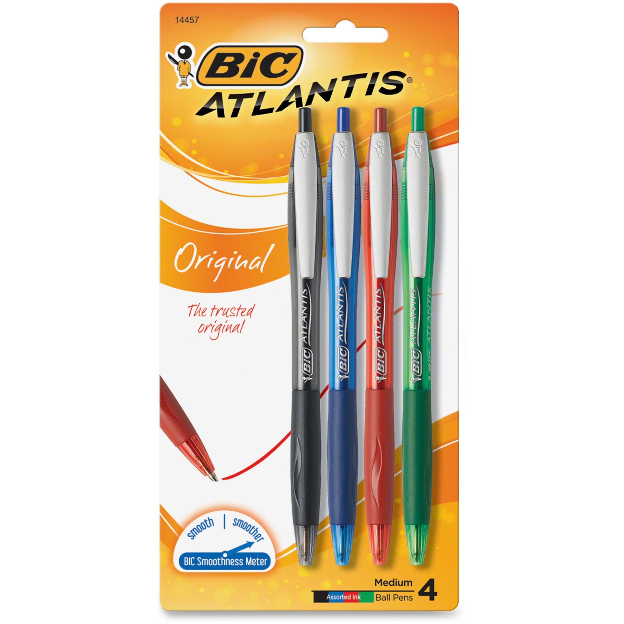 BIC Atlantis Easy Glide Retractable Ball Pens - 4/Pack