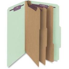 Smead 19091 Gray/Green Pressboard Classification Folder with SafeSHIELD Fasteners - Legal - 8 1/2'' x 14'' Sheet Size - 3'' Expansion - 2 Fastener(s) - 3 Divider(s) - 25 pt. Folder Thickness 
