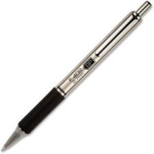 Zebra Pen F-402 Retractable Ballpoint Pen - Fine Pen Point Type - 0.7 mm Pen Point Size - Refillable - Black Ink - Stainless Steel Barrel - 1 Each