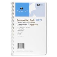 Sparco Spiral Composition Books - 80 Sheets - Printed - Spiral - 16 lb Basis Weight - 6'' (152.4 mm) x 9.5'' (241.3 mm) - Cream Paper - Chipboard Cover - 1Each