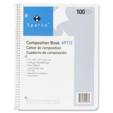 Sparco Spiral Composition Books - 100 Sheets - Printed - Spiral - 16 lb Basis Weight - Letter 8.5'' (215.9 mm) x 11'' (279.4 mm) - White Paper - Chipboard Cover - 1Each