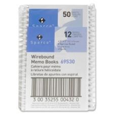 Sparco Wirebound Memo Book - 50 Sheets - Printed - Wire Bound - 5'' (127 mm) x 3'' (76.2 mm) - White Paper - Chipboard Cover - 1Dozen