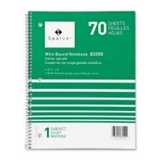 Sparco Quality Wirebound 1-Subject Notebook - 70 Sheets - Printed - Wire Bound - 16 lb Basis Weight 8'' (203.2 mm) x 10.5'' (266.7 mm) - Bright White Paper - Assorted Cover - Chipboard Cover 