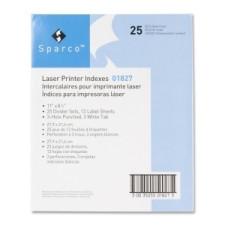 Sparco Punched Laser Index Divider - 3 Tab(s) - Blank - 8.50'' Divider Width x 11'' Divider Length - Letter - 3 Hole Punched - White - 25 / Box