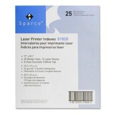 Sparco Punched Laser Index Divider - 5 Tab(s) - Blank - 8.50'' Divider Width x 11'' Divider Length - Letter - White - 25 / Box
