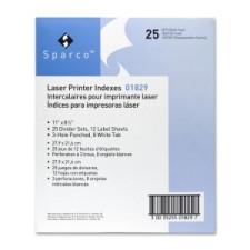 Sparco Punched Laser Index Divider - 8 Tab(s) - Blank - 8.50'' Divider Width x 11'' Divider Length - Letter - White - 25 / Box