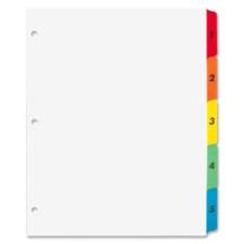 Sparco Color Coded Indexing System - 5 - Tab(s)Printed 1-5 - 3 Hole Punched - White - Multicolor - 5 / Set
