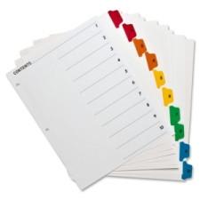 Sparco Color Coded Indexing System - 10 - Tab(s)Printed 1-10 - 3 Hole Punched - White - Multicolor - 10 / Set