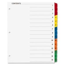Business Source Color Coded Indexing System - 15 - Tab(s)Blank - 3 Hole Punched - White - Multicolor - 15 / Set