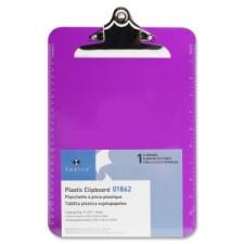 Sparco Transparent Clipboard - 9'' x 12.50'' - Spring Clip - Plastic - Violet