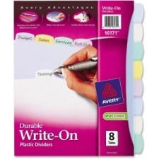 Avery Translucent Durable Write-on Divider - 8 x Divider(s) - Write-on - 8 Tab(s)/Set - 8.50'' Divider Width x 11'' Divider Length - Letter - 3 Hole Punched - Clear Plastic Divider - Multicol