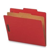 Sparco Colored Classification Folder - Letter - 8 1/2'' x 11'' Sheet Size - 1 Divider(s) - Bright Red - Recycled - 10 / Box