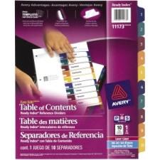 Avery Easy Edit Index Divider - 10 Tab(s) - 1 Tab(s)/Set - Multicolor