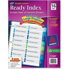 Avery Double Column Index Divider - 16 - Printed 1 to 16 - 16 Tab(s)/Set - 8.50'' Divider Width x 11'' Divider Length - Letter - 3 Hole Punched - Multicolor - 16 / Set