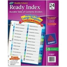 Avery Double Column Index Divider - 24 - Printed 1 to 24 - 24 Tab(s)/Set - 8.50'' Divider Width x 11'' Divider Length - Letter - 3 Hole Punched - Multicolor - 24 / Set
