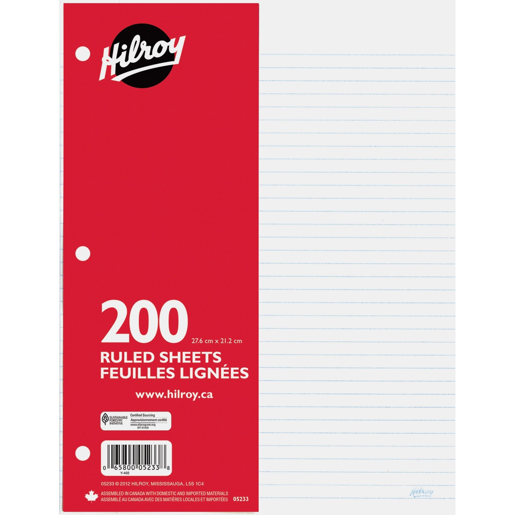 Hilroy 7mm Ruled With Margin Filler Paper - Each