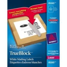 Avery Address Label With Smooth Feed Sheets - Permanent Adhesive - 8 1/2'' Width x 11'' Length - Rectangle - Laser - White - 25 / Pack
