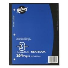 Hilroy Neatbooks Three Subject Notebook - 264 Sheets - Printed - 8'' (203.2 mm) x 10.5'' (266.7 mm) - Assorted Paper - 1Each