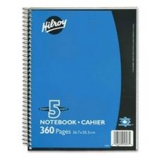 Hilroy 5 Subject Notebook 8''x 10.5''Assorted Cover 360 Pages - Each