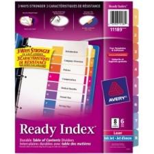 Avery Ready Index Table of Contents Dividers - 8 - Tab(s)Printed Numbered - 8.50'' Divider Width x 11'' Divider Length - Letter - Clear - Multicolor - 6 Set