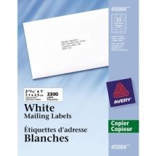 Avery Address Label - Permanent Adhesive - 2 13/16'' Width x 1'' Length - Rectangle - White - 3300 / Box